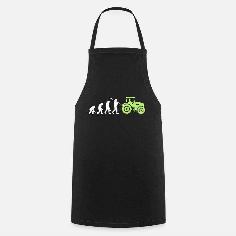 Evolution Farmer and Tractor - Cooking Apron - black