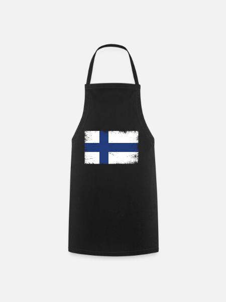 Finnland Suomi Flagge Fahne - Kochschürze - Schwarz