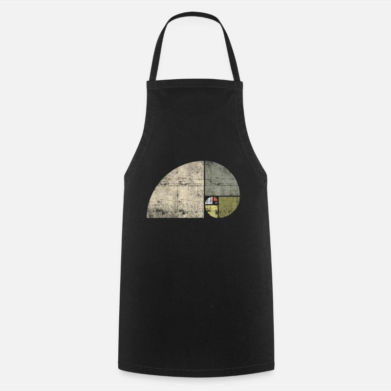 Distressed Fibonacci Spiral - Cooking Apron - black