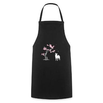 Shiba Inu Fleur de cerisier japonais Sakura - Tablier de cuisine - noir - Devant - AI Model Male 185 dark (185cm)