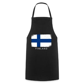Drapeau finlandais Suomi Drapeau finlandais Look utilisé - Tablier de cuisine - noir - Devant - AI Model Male 185 dark (185cm)