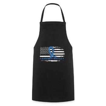 En novembre, je porte du bleu - Tablier de cuisine - noir - Devant - AI Model Male 185 dark (185cm)
