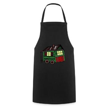 Proud builder wood hut trailer homemade - Cooking Apron - black - Front - AI Model Male 185 dark (185cm)