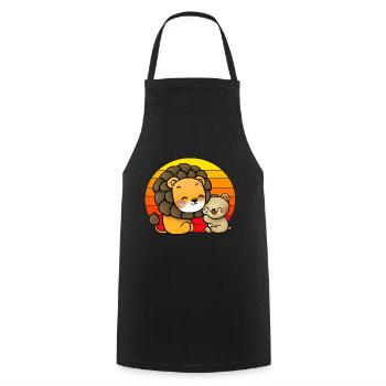 Lion câlins ours - Tablier de cuisine - noir - Devant - AI Model Male 185 dark (185cm)