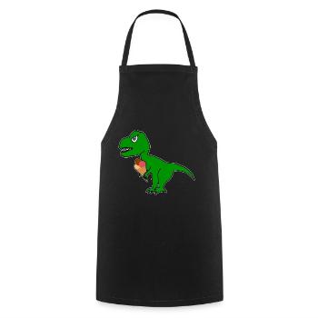 Dino with ice cream cone sweet Tyrannosaurus with ice cream - Cooking Apron - black - Front - AI Model Male 185 dark (185cm)