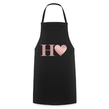 Buchstabe h Herz roségold - Kochschürze - Schwarz - Vorne - AI Model Male 185 dark (185cm)