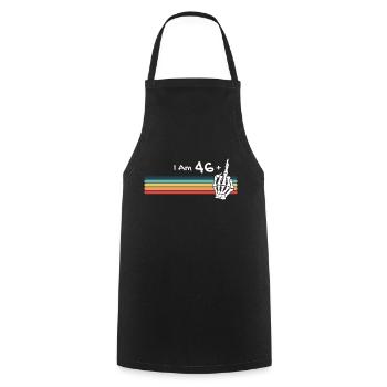 I'm not 47, I am 46 plus Middle Finger Retro - Cooking Apron - black - Front - AI Model Male 185 dark (185cm)