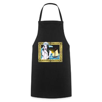 Marin maritime Fille Voile - Tablier de cuisine - noir - Devant - AI Model Male 185 dark (185cm)