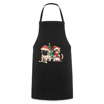 Pets Santa Santa Christmas Dog Cat - Cooking Apron - black - Front - AI Model Male 185 dark (185cm)