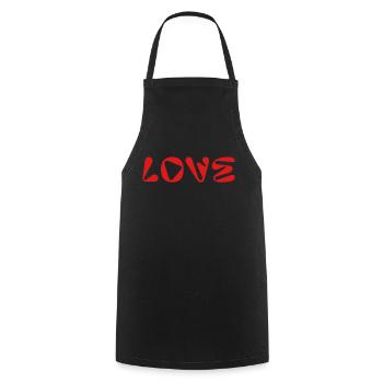 Love - Kochschürze - Schwarz - Vorne - AI Model Male 185 dark (185cm)