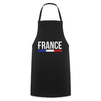 France drapeau bleu blanc rouge B - Tablier de cuisine - noir - Devant - AI Model Male 185 dark (185cm)