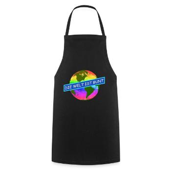 die welt ist bunt komtinente auf regenbogenfarben - Kochschürze - Schwarz - Vorne - AI Model Male 185 dark (185cm)
