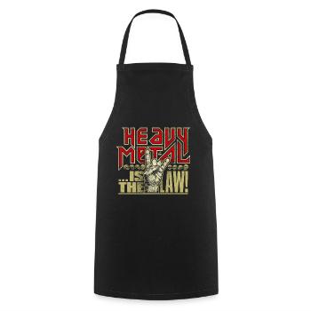 HEAVY METAL IS THE LAW 02 Illustration + Lettering - Cooking Apron - black - Front - AI Model Male 185 dark (185cm)