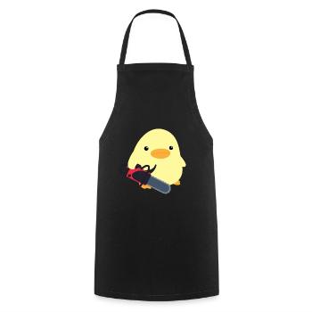 Duck with chainsaw meme chick gift idea chicken - Cooking Apron - black - Front - AI Model Male 185 dark (185cm)