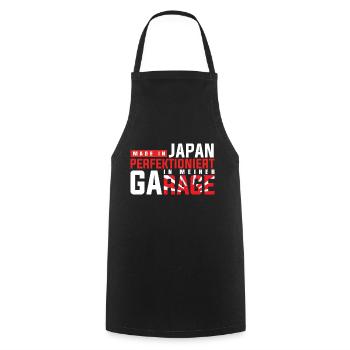 Made in Japan perfektioniert in meiner Garage - Kochschürze - Schwarz - Vorne - AI Model Male 185 dark (185cm)