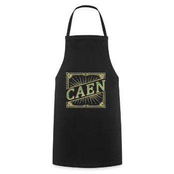 Caen Frankreich Stadt Schrift Vintage Retro - Kochschürze - Schwarz - Vorne - AI Model Male 185 dark (185cm)