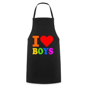 I love boys - Kochschürze - Schwarz - Vorne - AI Model Male 185 dark (185cm)