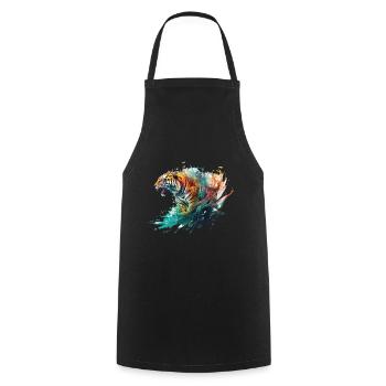 Tiger Splash Grunge Colorful Animal Predator Art - Tablier de cuisine - noir - Devant - AI Model Male 185 dark (185cm)