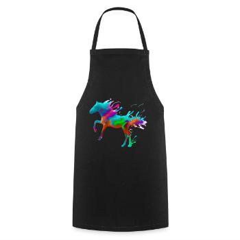 Cheval coloré - Tablier de cuisine - noir - Devant - AI Model Male 185 dark (185cm)