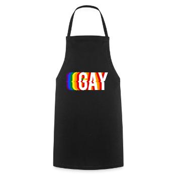 GAY SLOGAN LGBTQ+ PRIDE - Tablier de cuisine - noir - Devant - AI Model Male 185 dark (185cm)