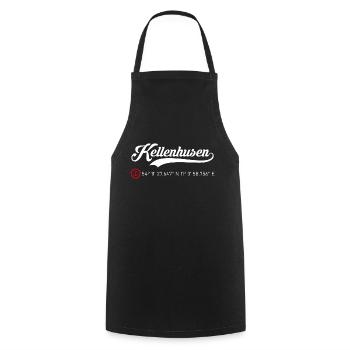 Kellenhusen Koordinaten - Kochschürze - Schwarz - Vorne - AI Model Male 185 dark (185cm)