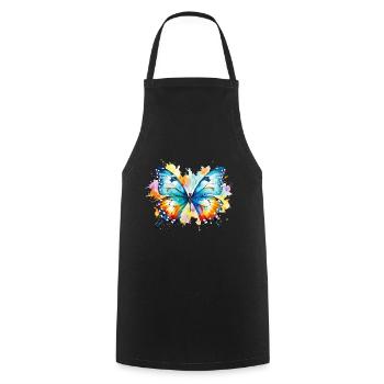 papillon, coloré, coloré, beau, art, nature - Tablier de cuisine - noir - Devant - AI Model Male 185 dark (185cm)
