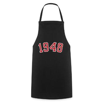 Année de naissance sport 1948 - Tablier de cuisine - noir - Devant - AI Model Male 185 dark (185cm)