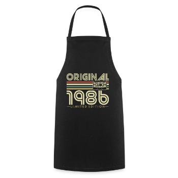 1986 Vintage Vintage Rétro Cadeau d’anniversaire - Tablier de cuisine - noir - Devant - AI Model Male 185 dark (185cm)