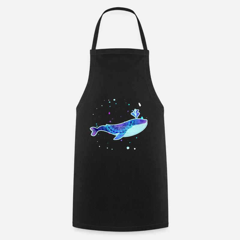 Blue whale pattern pastel tones - Cooking Apron - black