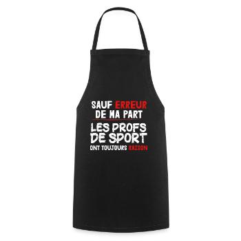 Profs - Sport - Cadeau - Ecole - Enseigne - Drôle - Tablier de cuisine - noir - Devant - AI Model Male 185 dark (185cm)