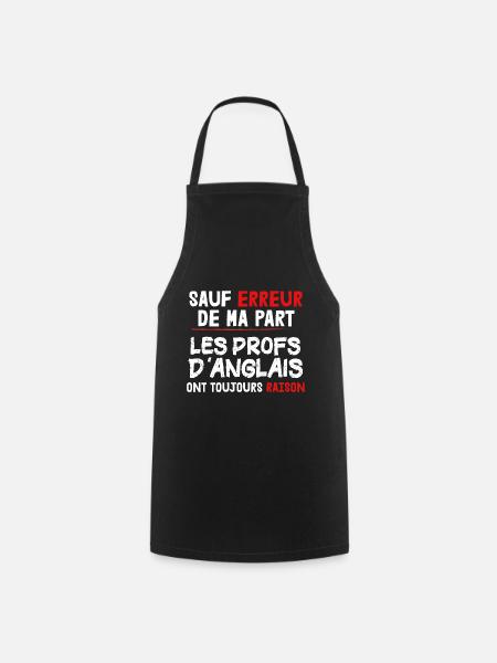 Anglais - Professeur - Enseignant - Cadeau - Drôle - Tablier de cuisine - noir