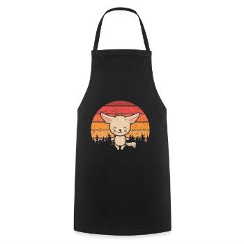 Retro Vintage Fennec Fox Owner Fennec Foxes - Cooking Apron - black - Front - AI Model Male 185 dark (185cm)