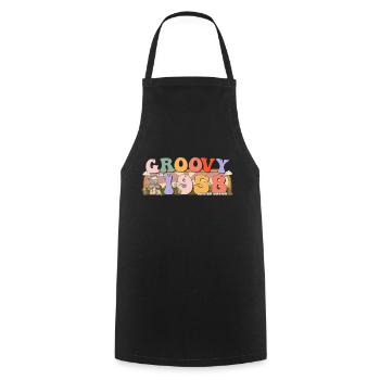 Groovy depuis 1958 Retro Hippie 65th Birthday - Tablier de cuisine - noir - Devant - AI Model Male 185 dark (185cm)