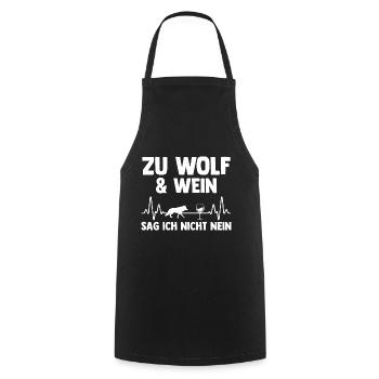 Tier Waldtier Wolf - Kochschürze - Schwarz - Vorne - AI Model Male 185 dark (185cm)