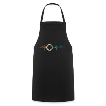 Retro Heartbeat Runic Alphabet - Cooking Apron - black - Front - AI Model Male 185 dark (185cm)