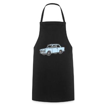 Hellblauer Trabi,  - Kochschürze - Schwarz - Vorne - AI Model Male 185 dark (185cm)