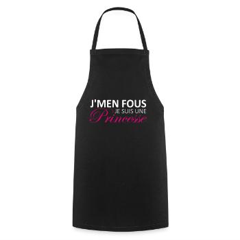 j'men fous je suis une princesse - Tablier de cuisine - noir - Devant - AI Model Male 185 dark (185cm)
