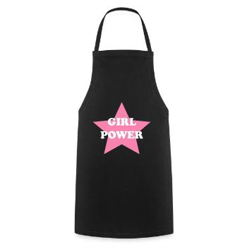 girl power pink 2 - Cooking Apron - black - Front - AI Model Male 185 dark (185cm)