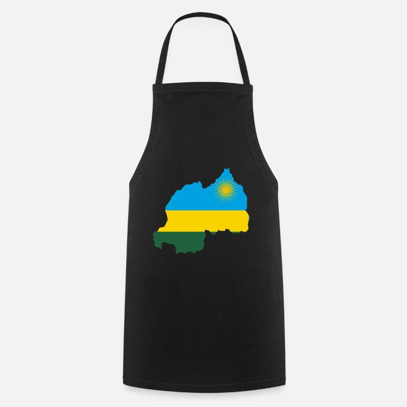 Manteau drapeau drapeau Rwanda carte - Tablier de cuisine - noir
