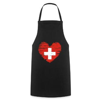 Schweiz Herz Flagge Fahne Wappen - Kochschürze - Schwarz - Vorne - AI Model Male 185 dark (185cm)