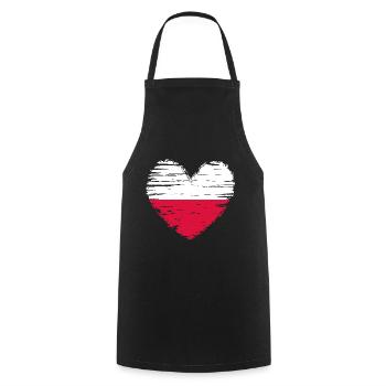 Poland heart flag flag coat of arms - Cooking Apron - black - Front - AI Model Male 185 dark (185cm)