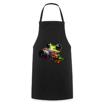Frog photographer in action - Cooking Apron - black - Front - AI Model Male 185 dark (185cm)