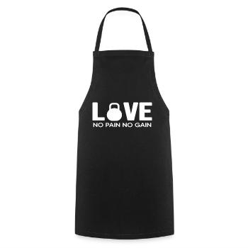 Calisthenics Gym "Pain-Gain" Muscle Fitness - Cooking Apron - black - Front - AI Model Male 185 dark (185cm)