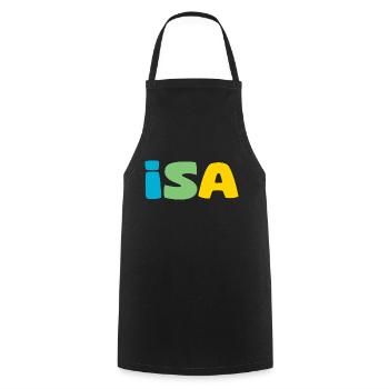 Name - Isa - Kochschürze - Schwarz - Vorne - AI Model Male 185 dark (185cm)