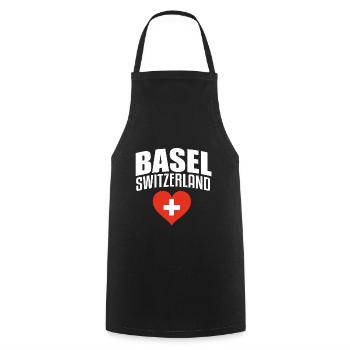 Basel Schweiz Switzerland - Cooking Apron - black - Front - AI Model Male 185 dark (185cm)