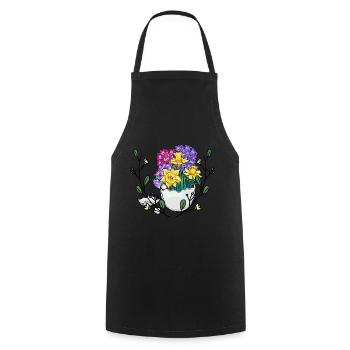 Printemps Nature Nature Nature Oeuf de Pâques Bonne Fleur de Pâques - Tablier de cuisine - noir - Devant - AI Model Male 185 dark (185cm)