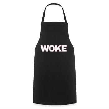 Autodérision : WOKE - Tablier de cuisine - noir - Devant - AI Model Male 185 dark (185cm)