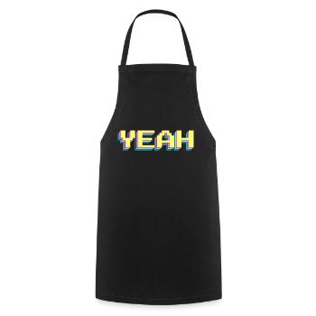 yes 90s pixel word - Cooking Apron - black - Front - AI Model Male 185 dark (185cm)