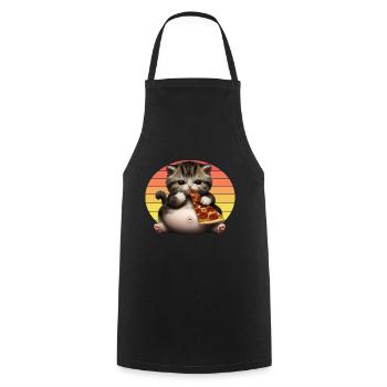 Pizza Liebhaber Katze - Kochschürze - Schwarz - Vorne - AI Model Male 185 dark (185cm)