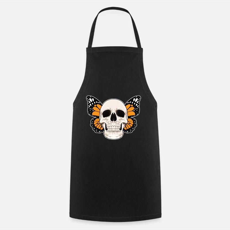 Butterfly Skull - Cooking Apron - black